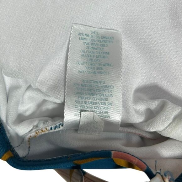 Kona Sol Blue One Piece Swimsuit with Pink Flowers Bathing Suit Floral Cute - Picture 5 of 5